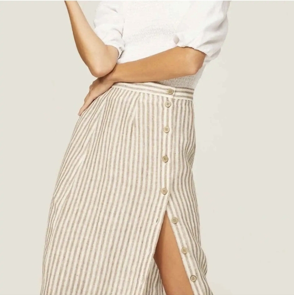 Faherty Billie linen skirt, size XL, brown/cream - Picture 7 of 9